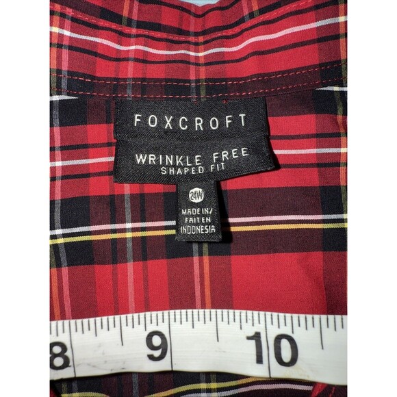 Foxcroft Wrinkle Free Shaped Fit Shirt Womens 24W Black Red Plaid Button Up - Picture 8 of 8